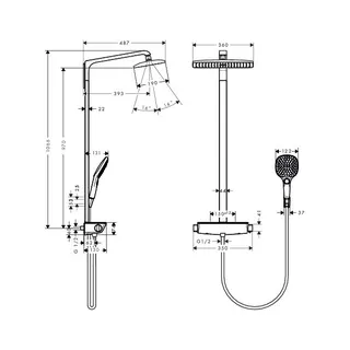 Hansgrohe Raindance Showerpipe Select mit Thermostat und Kopfbrause 360mm – Bild 2