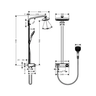 Hansgrohe Showerpipe Raindance Select E 300 2jet EcoSmart ShowerTablet weiß/chrom – Bild 2
