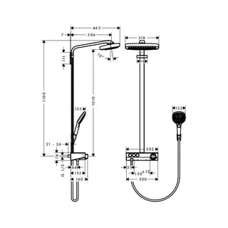 Hansgrohe Showerpipe Raindance Select chrom mit Kopfbrause Raindance E Air 3jet 300mm – Bild 2