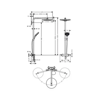 Hansgrohe Showerpipe Raindance Select chrom mit Kopfbrause Raindance S 300 2jet – Bild 2