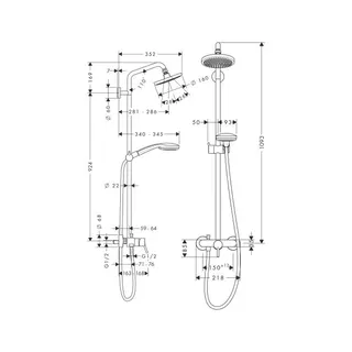 Hansgrohe Croma 100 Showerpipe mit Einhebelmischer und Kopfbrause 160 mm – Bild 2