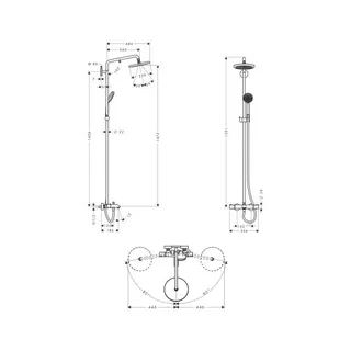 Hansgrohe Croma 220 Air 1Jet Showerpipe Wanne – Bild 2