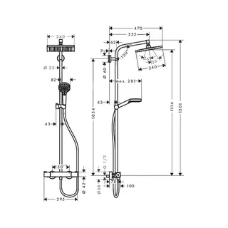 Hansgrohe Crometta E Showerpipe 240 1jet EcoSmart mit Thermostat – Bild 2
