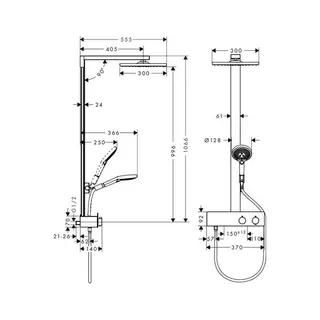 Hansgrohe Showerpipe Raindance E 300 1jet 350 ST chrom – Bild 2