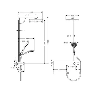 Hansgrohe Showerpipe Raindance E 300 1jet 600 ST EcoSmart 9 l/min chrom – Bild 2