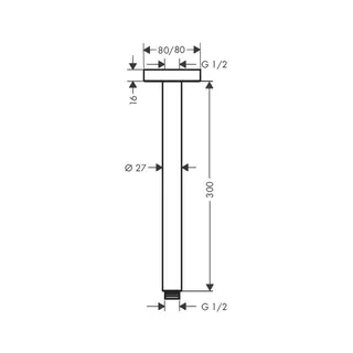 Hansgrohe Deckenanschluss E 300 mm chrom für Kopfbrause – Bild 2