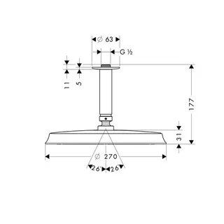 Hansgrohe Raindance Classic Air Tellerkopfbrause Ø 240mm mit Deckenanschluss 100 mm chrom – Bild 2