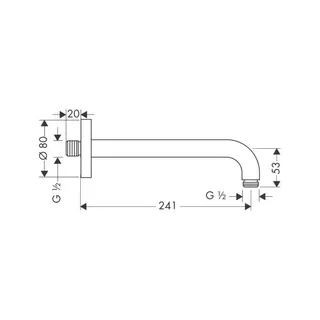 Hansgrohe Brausearm 241 mm Ausladung 90° chrom ohne Kugelgelenk – Bild 2