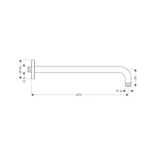 Hansgrohe Brausearm 470 mm 90° chrom – Bild 2