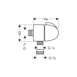 Hansgrohe Fixfit Stop Schlauchanschluss mit Absperrventil chrom – Bild 2