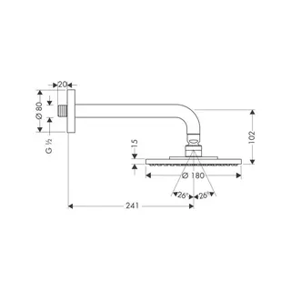 Hansgrohe Raindance Tellerkopfbrause Air 180mm mit Brausearm chrom – Bild 2