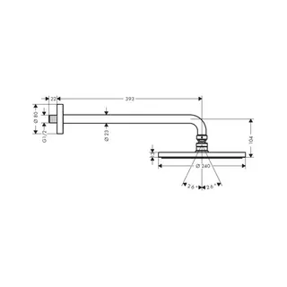 Hansgrohe Kopfbrause Raindance S 240 1jet PowderRain Brausearm 390mm chrom – Bild 2