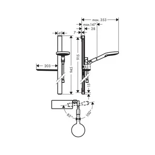Hansgrohe Brausenset Raindance Select S 120 EcoSmart Unica'E 900mm chrom – Bild 2