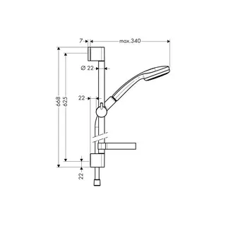 Hansgrohe Croma 100 Brausenset 1jet/Unica'C 650mm chrom mit Cassetta Seifenschale – Bild 2