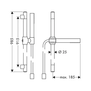 Hansgrohe Brausenset Axor Starck 900mm chrom mit Schlauch 1600mm und Handbrause 1jet – Bild 2