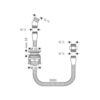 Hansgrohe Brausenhalter für Wannenrand mit Schlauch 2000 mm chrom – Bild 2