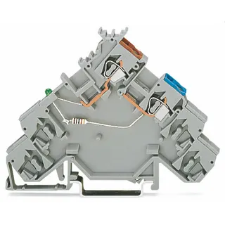 WAGO 4-Leiter-Initiatoreneinspeiseklemme LED grün für PNP-(plus-)schaltende Initiatoren grau 280-584/281-483