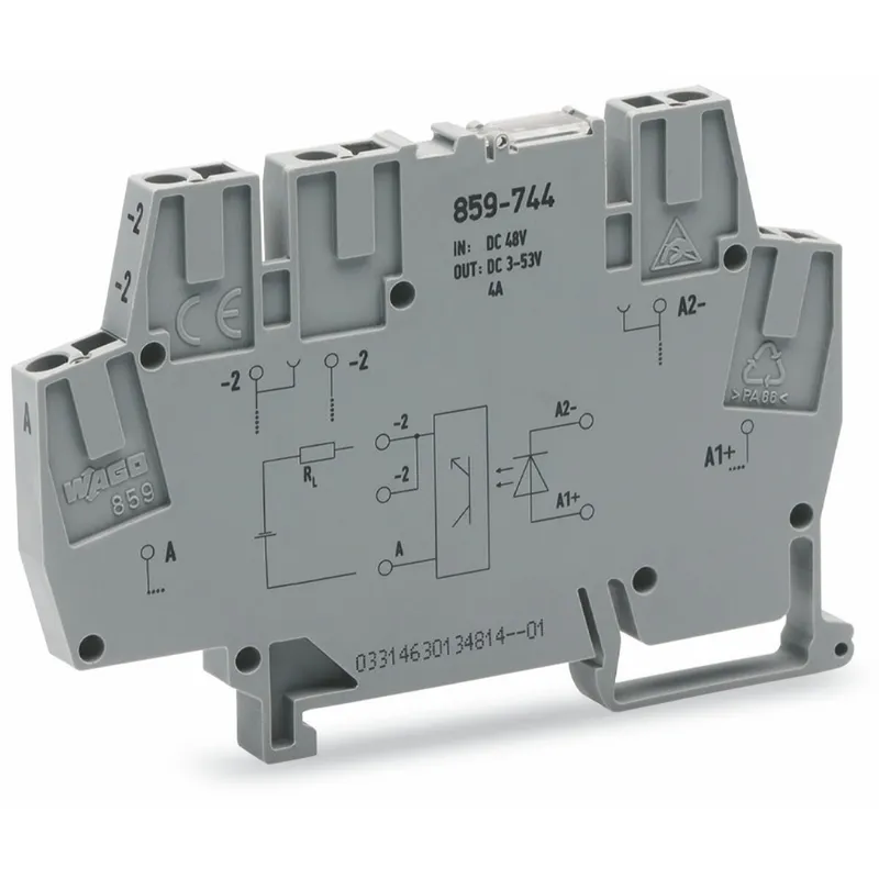 WAGO Optokopplermodul Eingangsnennspannung DC 12 ? 48 V Ausgangsspannungsbereich DC 10 ? 53 V grau 859-744