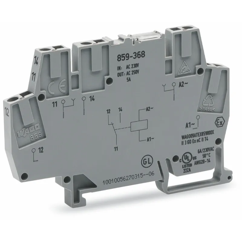 WAGO Relaismodul Eingangsnennspannung AC 230 V 1 Wechsler grau 859-368