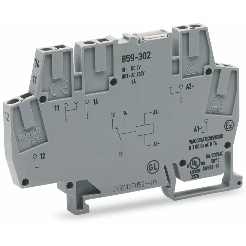 WAGO Relaismodul Eingangsnennspannung DC 220 V 1 Wechsler grau 859-308