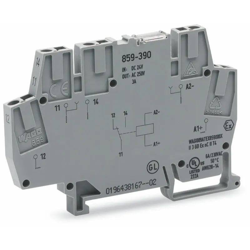 WAGO Relaismodul Eingangsnennspannung DC 24 V 1 Wechsler grau 859-390