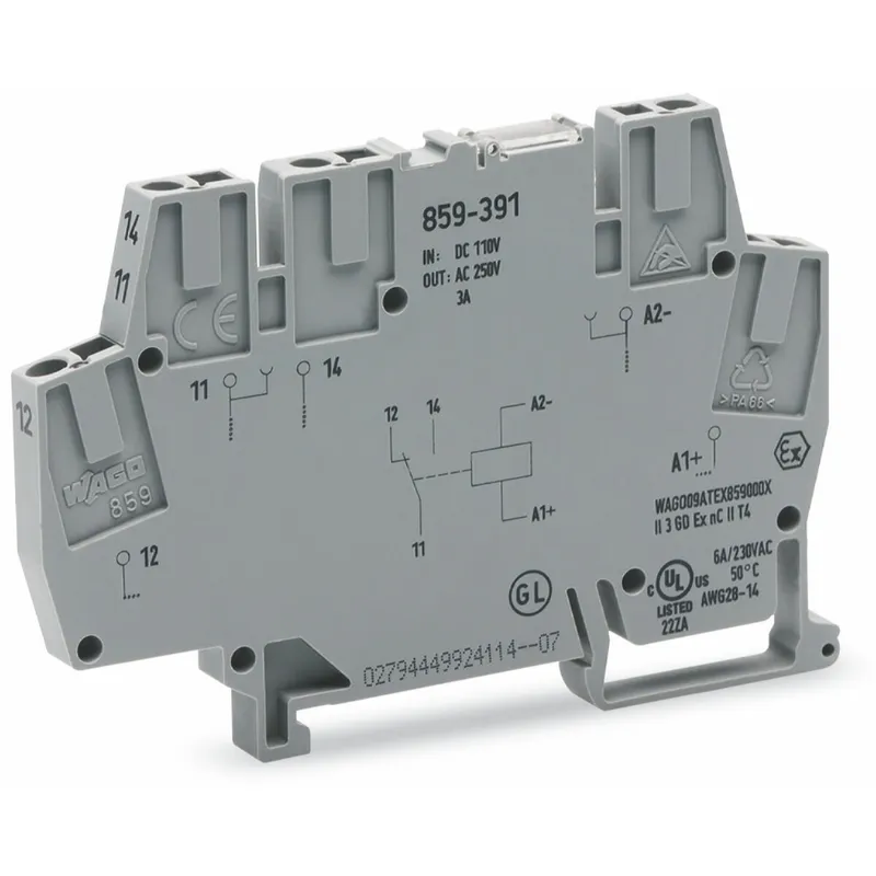 WAGO Relaismodul Eingangsnennspannung DC 110 V 1 Wechsler grau 859-391