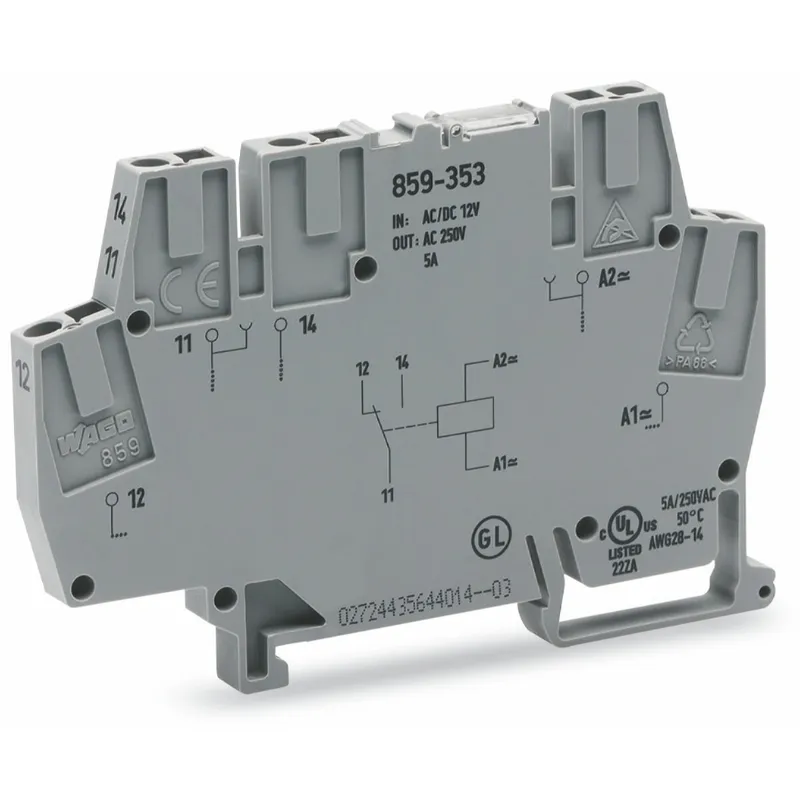 WAGO Relaismodul Eingangsnennspannung AC/DC 115 V 1 Wechsler grau 859-357