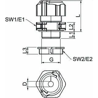 OBO Kabelverschraubung V-TEC TB25 14-18 teilbar mit Gegenmutter – Bild 2