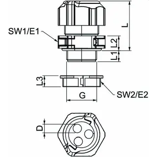 OBO Kabelverschraubung V-TEC TB25 4x8 teilbar mit Gegenmutter – Bild 2