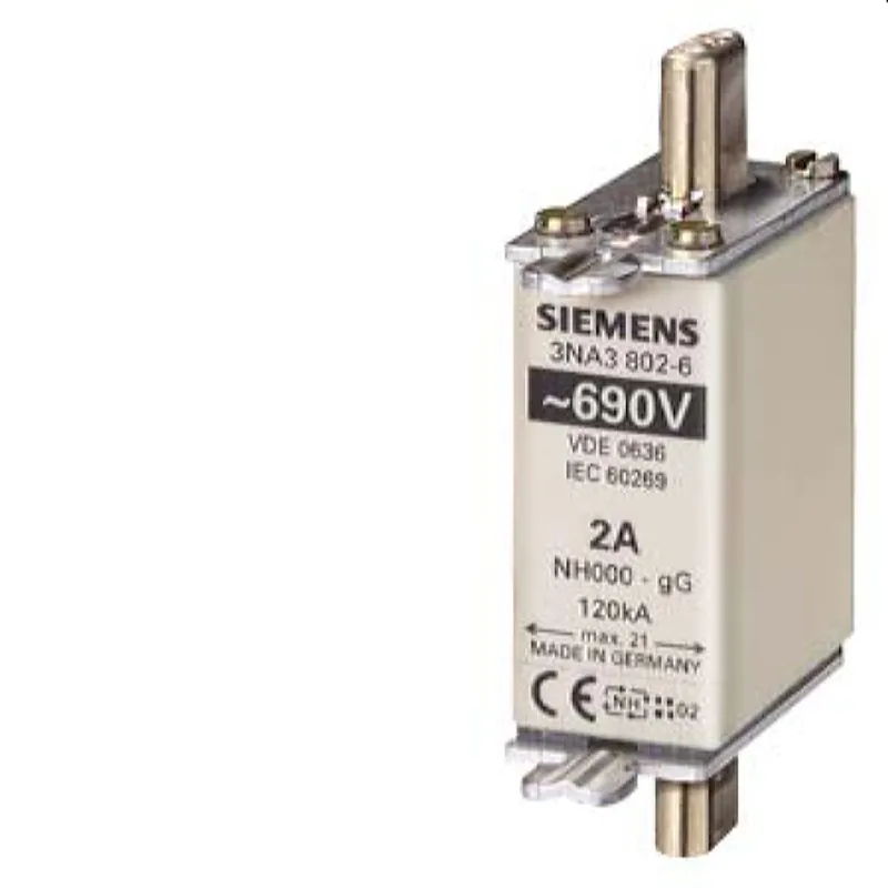 Siemens NH-Sicherungseinsatz mit Stirnkennmelder Gr.000 2A 3NA3802-6