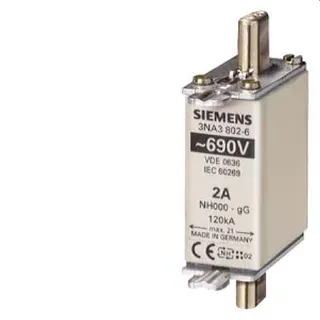 Siemens NH-Sicherungseinsatz mit Stirnkennmelder Gr.000 2A 3NA3802-6