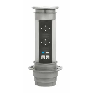 KOPP Steckdosenleisten VersaELITE aluminium 2fach + 2x USB 939612011