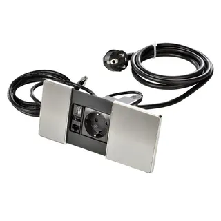 Kopp Steckdosenleisten VersaPAD 1fach + 1RJ45 + 1USB edelstahl, 939622018