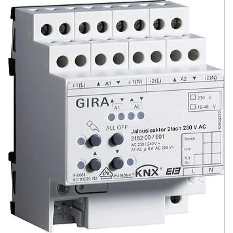 Gira Jalousieaktor 215200 KNX/EIB Jalousie 2ach 230VAC REG