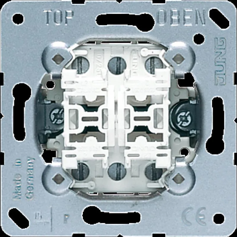 Jung Multi-Switch, geteilte Wippe, Doppeltaster mit 2 x 2 Schließern (potentialfrei) und Nullstellung, 10 A 250 V ~ 532-4U