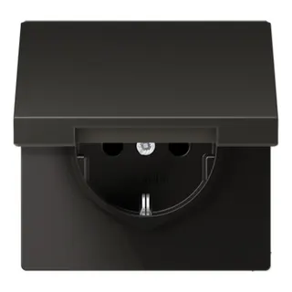 Jung Abdeckung für SCHUKO®-Steckdosen, Klappdeckel, Aluminium lackiert, Serie LS, anthrazit (lackiertes Aluminium) AL1520KLPLAN