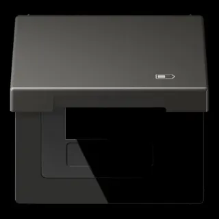 Jung Klappdeckel (mit Rückstellfeder) inklusive Zentralplatte, Symbol Charger, Serie LS, anthrazit (lackiertes Aluminiu AL2990KLUSBAN