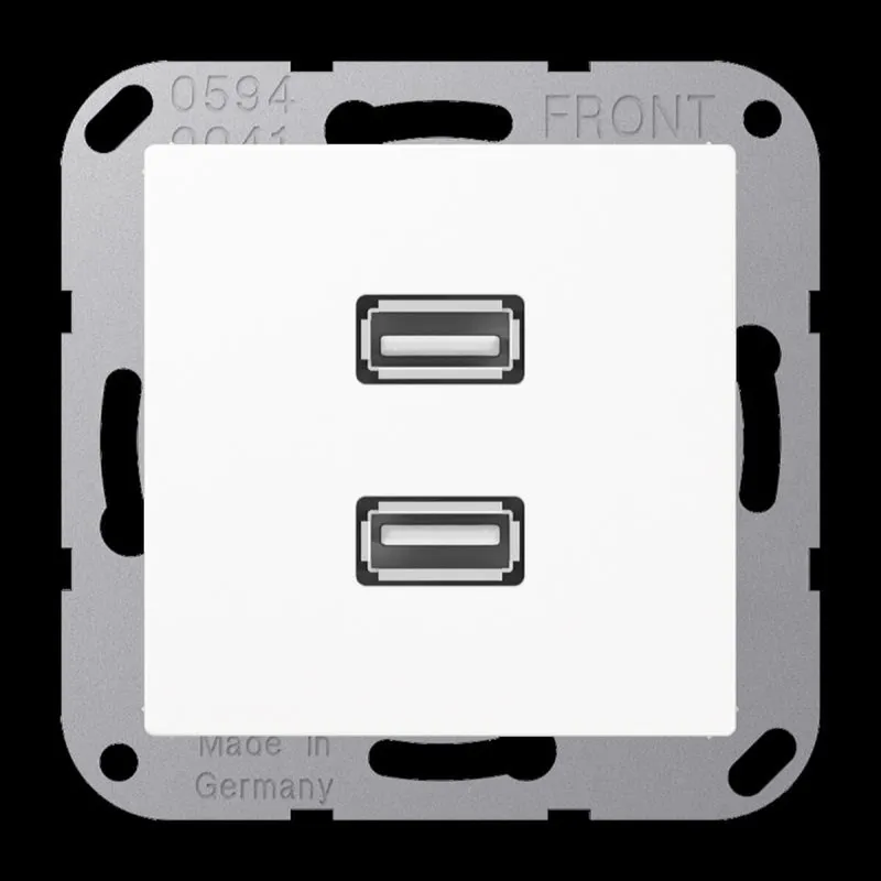 Jung Multimedia-Anschlusssystem 2 x USB 2.0, Serie AS/A, alpinweiß MAA1153WW