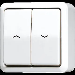 Jung Jalousie-Wippschalter, 1-pol. (1 Antrieb) 250 V ~, AP 600, alpinweiß 609VAWW