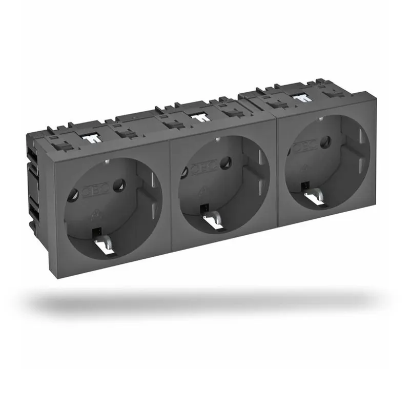 OBO Steckdose STD-D0 SWGR3 0° 3fach schwarzgrau
