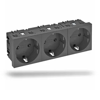 OBO Steckdose STD-D0 SWGR3 0° 3fach schwarzgrau