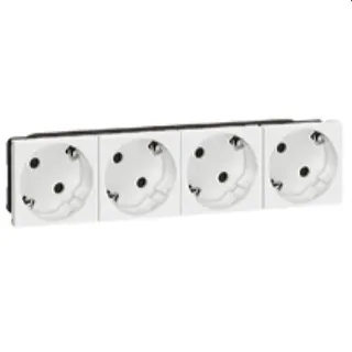 Legrand SCHUKO-Steckdose 4fach Schuko 45° 8modulig weiss Mosaic