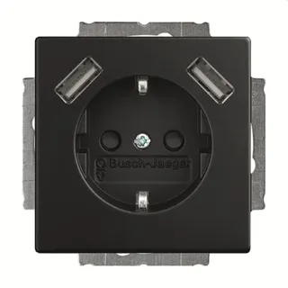Busch-Jaeger Doppelsteckdose SCHUKO 20 EUCB2USB-885 2x USB, schwarz matt
