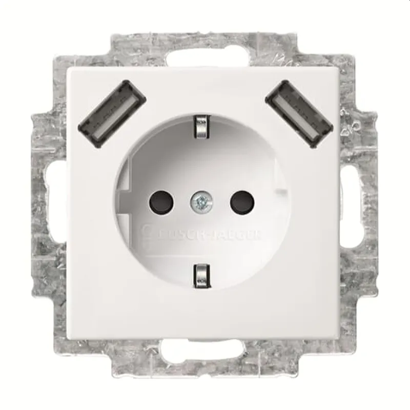 Busch-Jaeger Doppelsteckdose SCHUKO 20 EUCB2USB-914 2x USB, alpinweiß