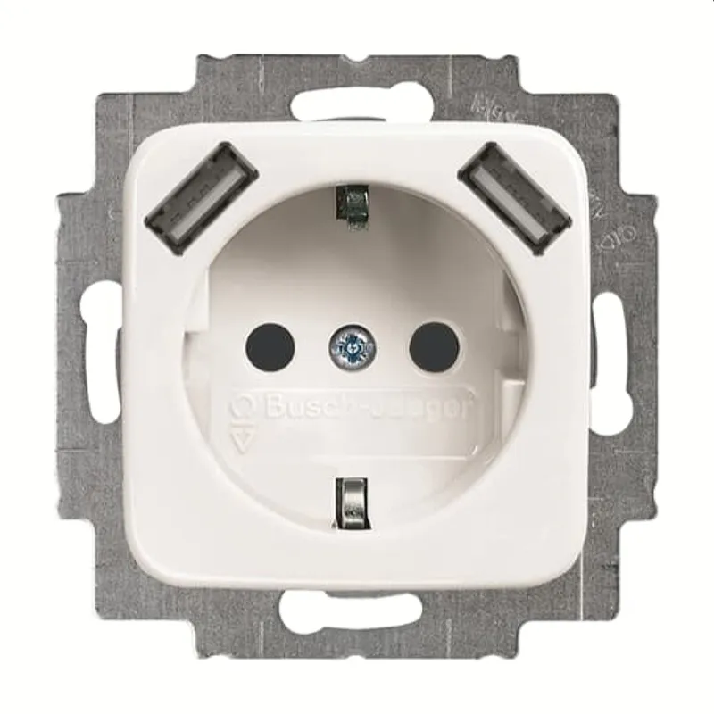 Busch-Jaeger Doppelsteckdose SCHUKO 20 EUCB2USB-214 2x USB, alpinweiß