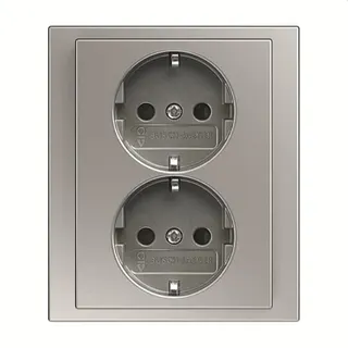 Busch-Jaeger Doppelsteckdose SCHUKO 202 EUJB-866 volle Abdeckung, edelstahl
