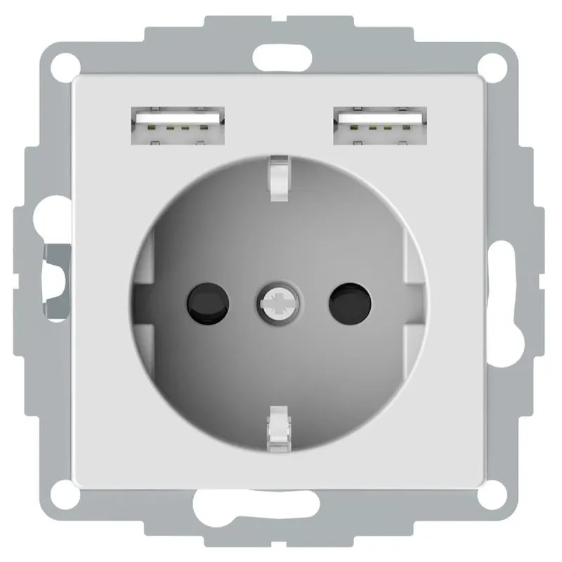 Merten Steckdose SCHUKO mit USB Ladegerät aktivweiß System M
