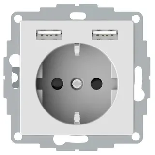 Merten Steckdose SCHUKO mit USB Ladegerät aktivweiß System M