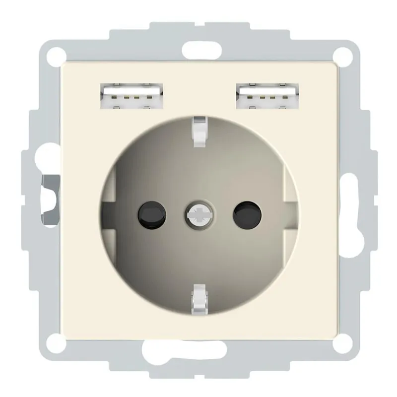 Merten Steckdose SCHUKO mit USB Ladegerät weiß System M