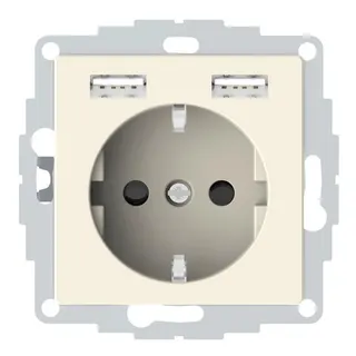 Merten Steckdose SCHUKO mit USB Ladegerät weiß System M